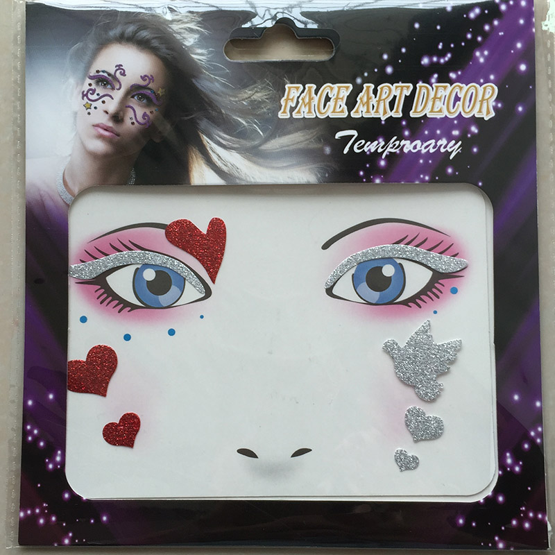 FST-09 face decoration sticker girl makeup kids Glittle face art sticker