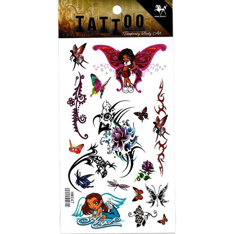 HM047 Cartoon angel butterfly mini flower temporary fake tattoo sticker