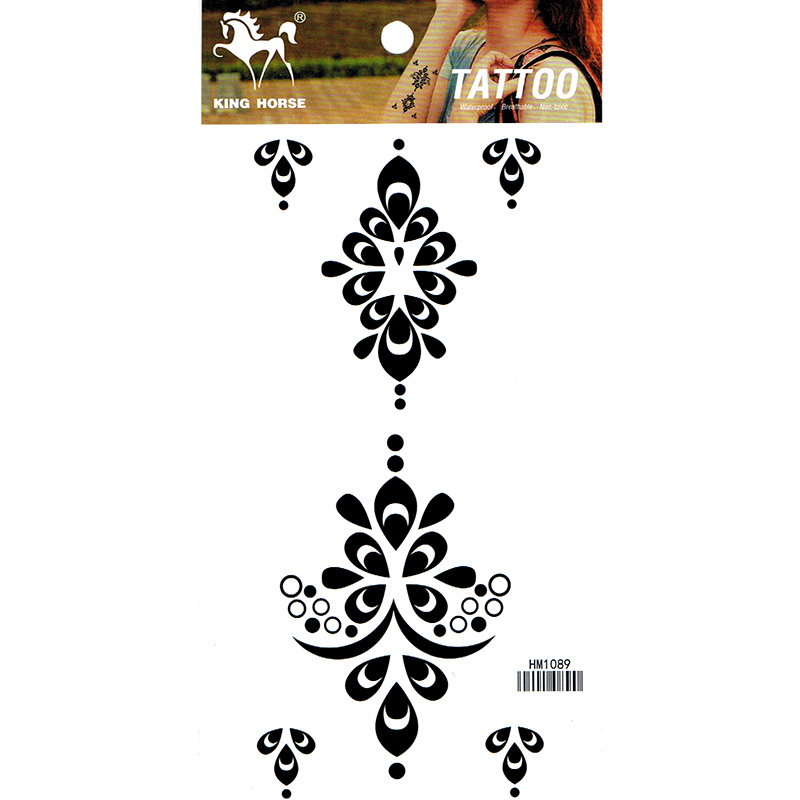 HM1089 cool beautifuly black flower tattoo sticker