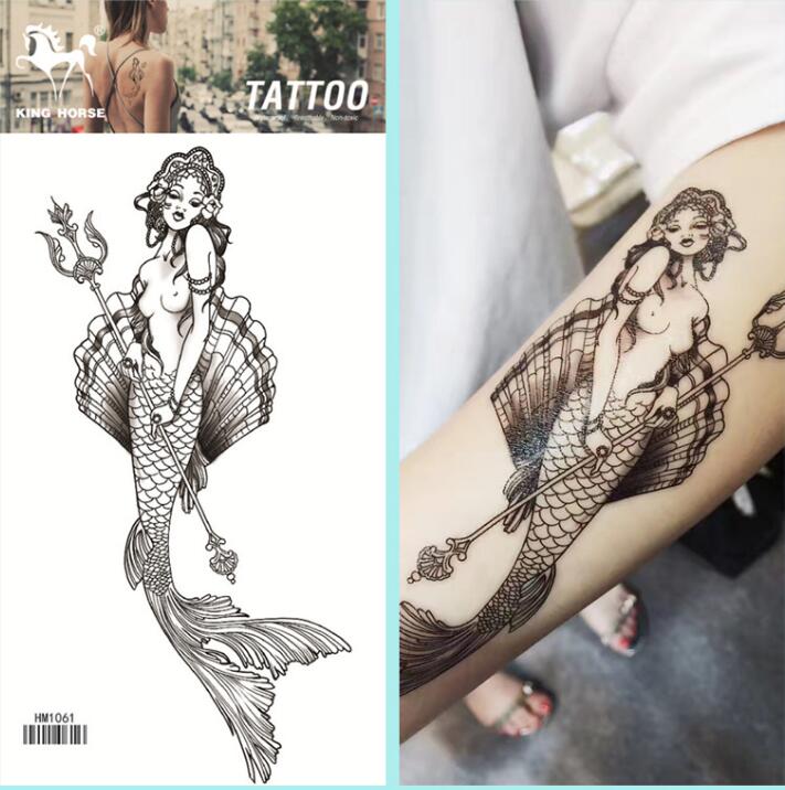 HM1061 New fashion mermaid arm fake tattoo sticker waterproof leg tattoos