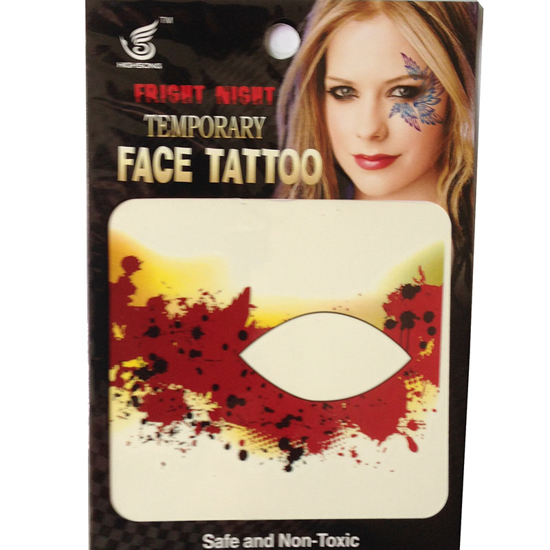 HSE05 party fashion waterproof single eye tattoo left and right dark red black speckle temporary