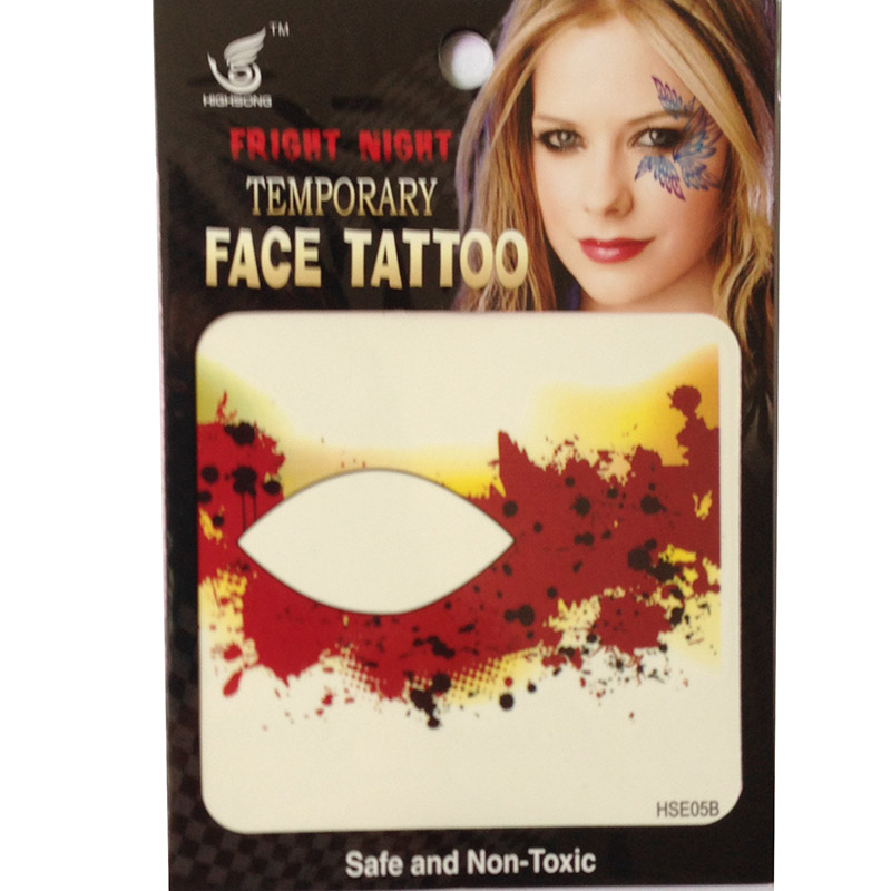 HSE05 party fashion waterproof single eye tattoo left and right dark red black speckle temporary eye tattoo sticker