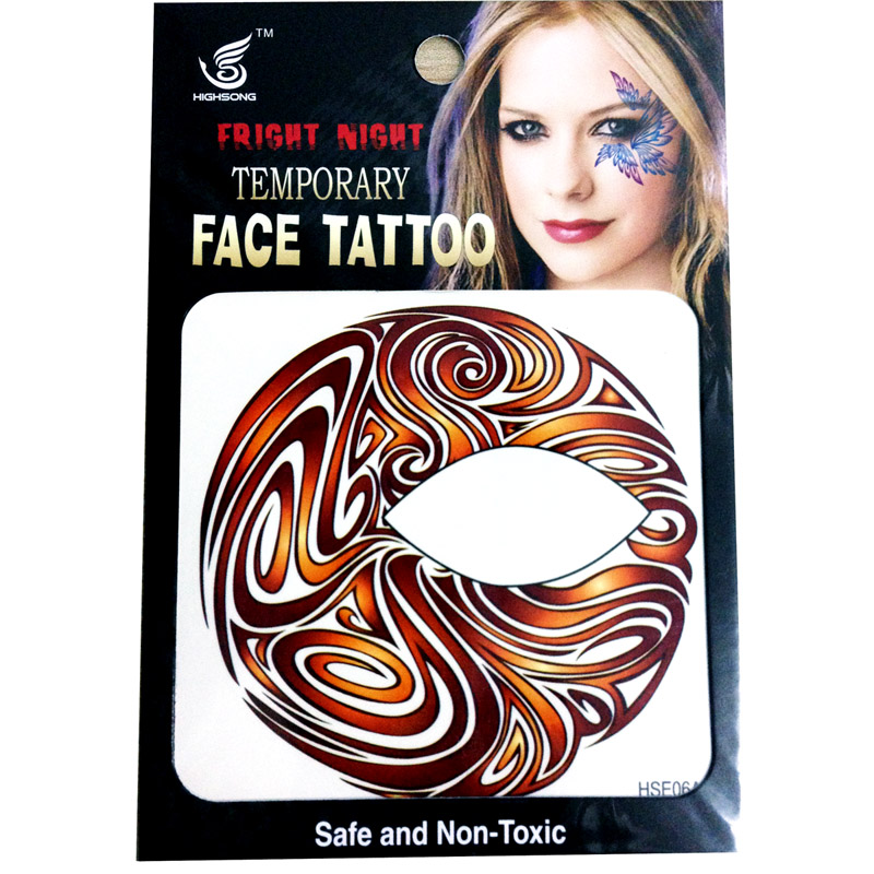 HSE06 New fashion night part Brown red whirlpool 8x8CM boy and girls single eye tattoo sticker