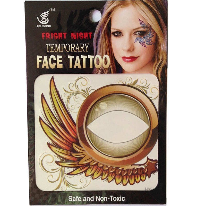 HSE20 8X8cm waterproof temporary special wing left eye and light eye single eye tattoo sticker