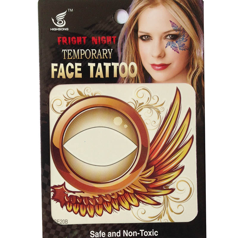 HSE20 8X8cm waterproof temporary special wing left eye and light eye single eye tattoo sticker