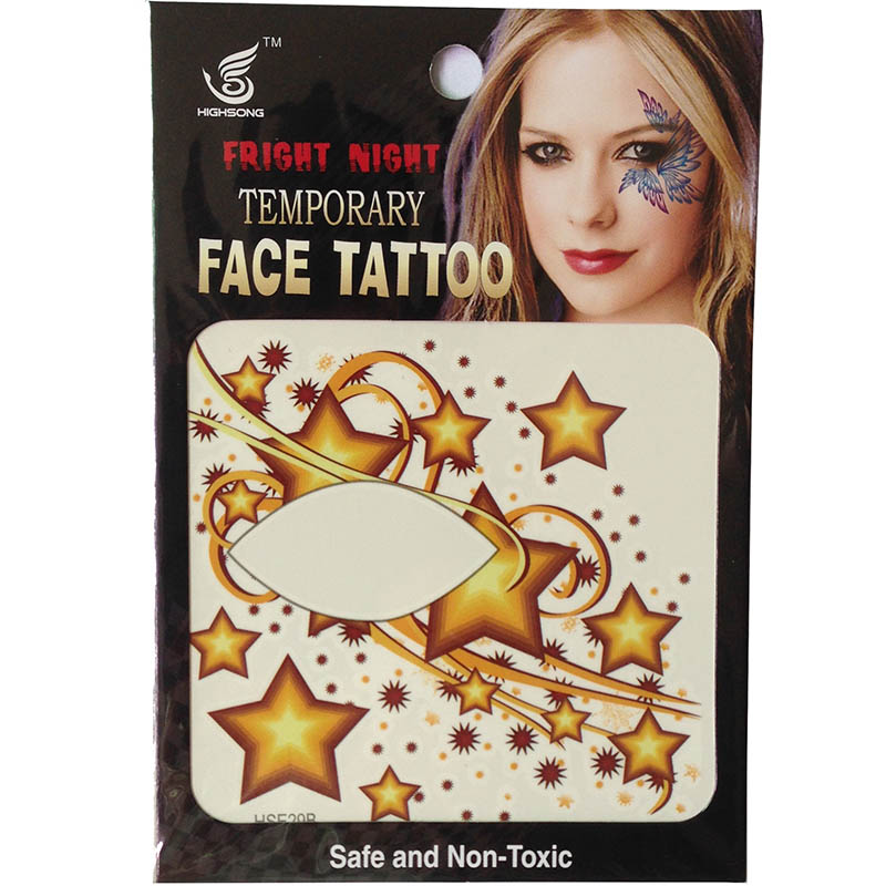 HSE29 8x8cm big and small yellow five-star single eye tattoo sticker