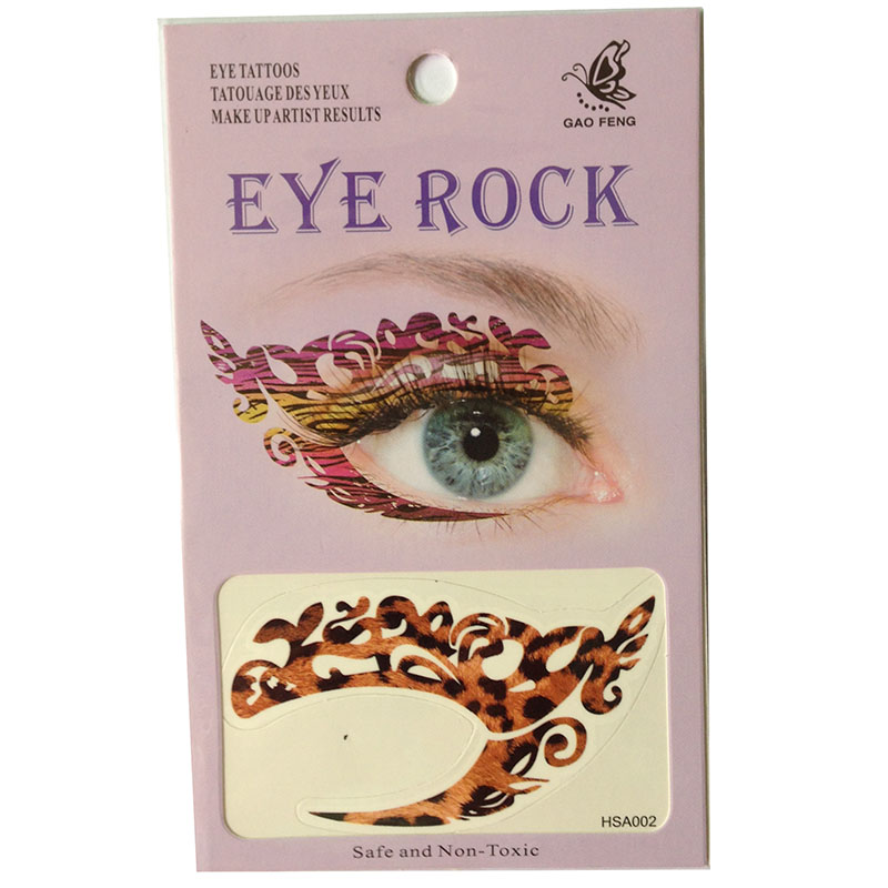 HSA002 dark brown leopard print Night party Eye rock temporary eye tattoo sticker