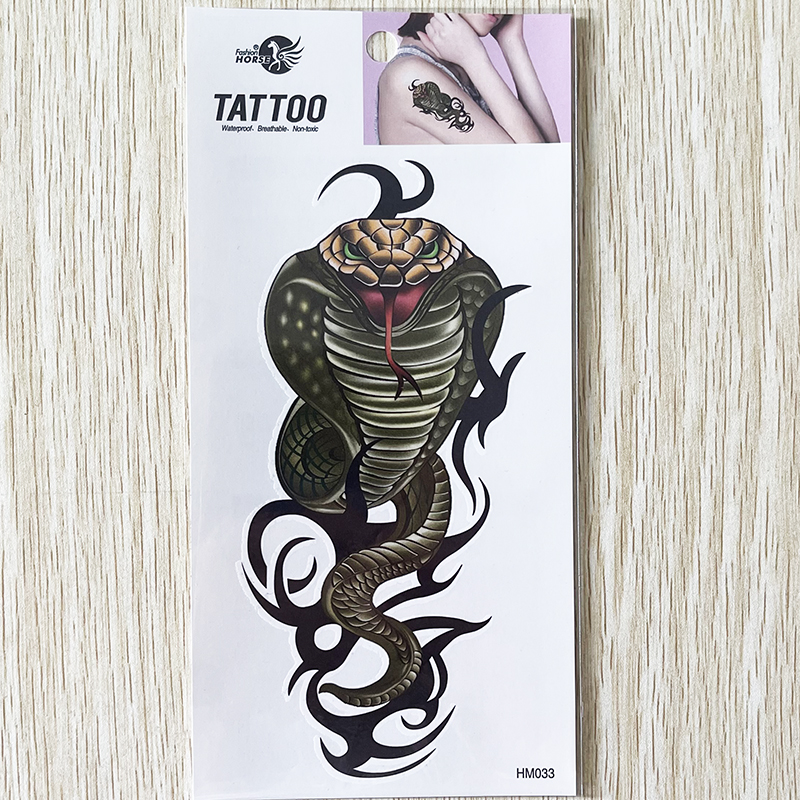 HM033 Wholesales Fashion Horse King Horse Temporary Green Snake Tattoo Sticker