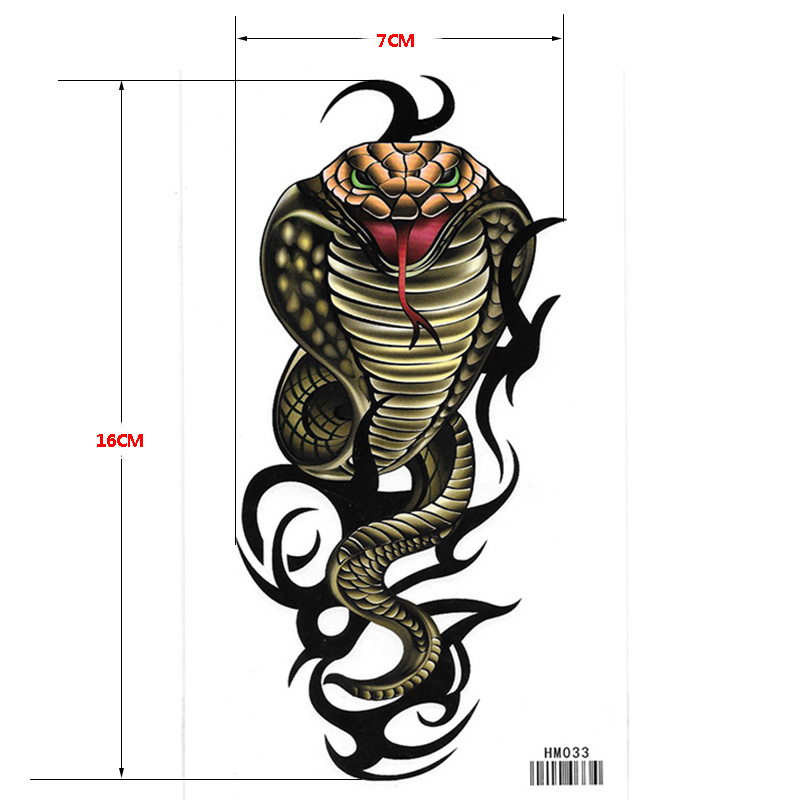 HM033 Wholesales Fashion Horse King Horse Temporary Green Snake Tattoo Sticker