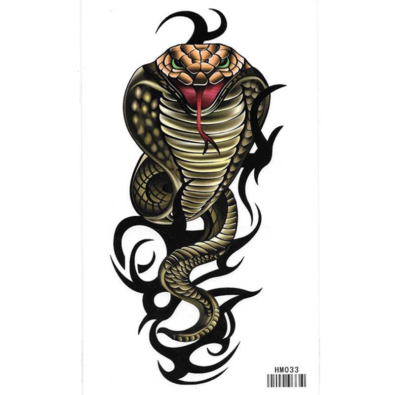 HM033 Wholesales Fashion Horse King Horse Temporary Green Snake Tattoo Sticker
