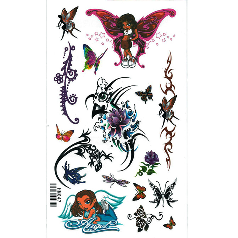 HM047 King horse brand temporary tattoo sticker butterfly mini rose flower for kids