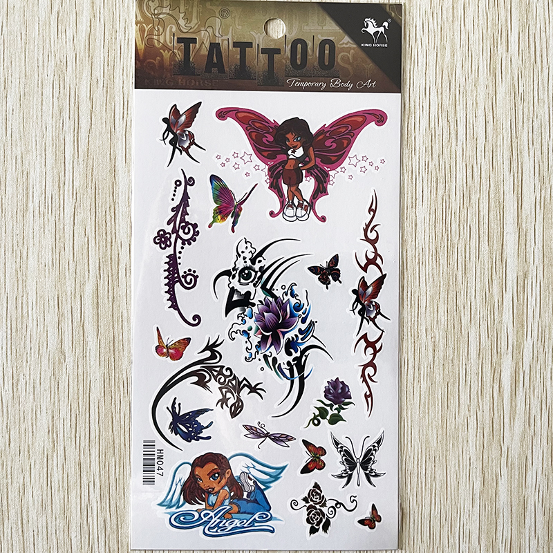 HM047 King horse brand temporary tattoo sticker butterfly mini rose flower for kids