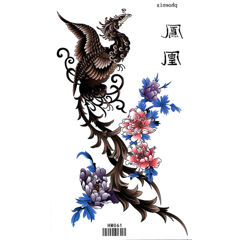 HM061 Phoenix Peony arm tattoo body art tattoo sticker