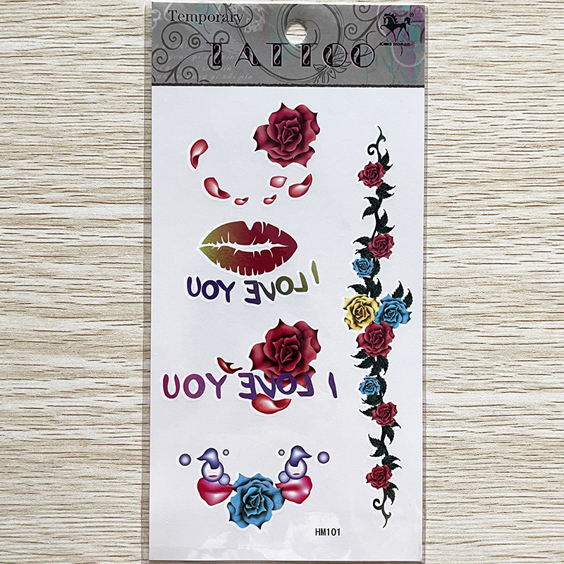 HM101 ladies lip print rose flower tattoo sticker