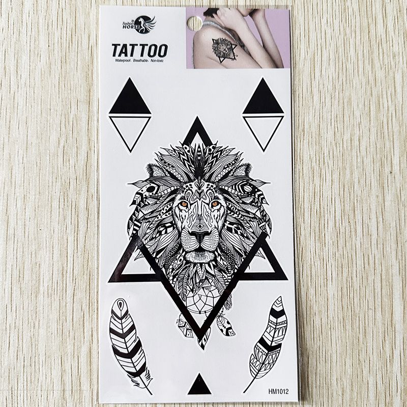 HM1012 Men arm lion black tattoo sticker waterproof termporary tattoo sticker