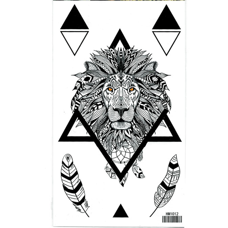 HM1012 Men arm lion black tattoo sticker waterproof termporary tattoo sticker