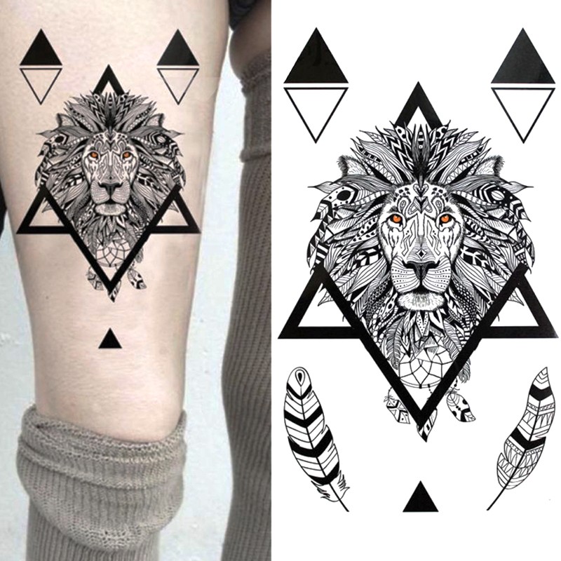 HM1012 Men arm lion black tattoo sticker waterproof termporary tattoo sticker
