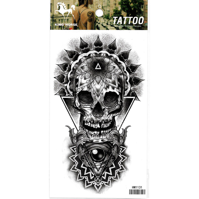 HM1131 Grey skull arm tattoo sticker for men