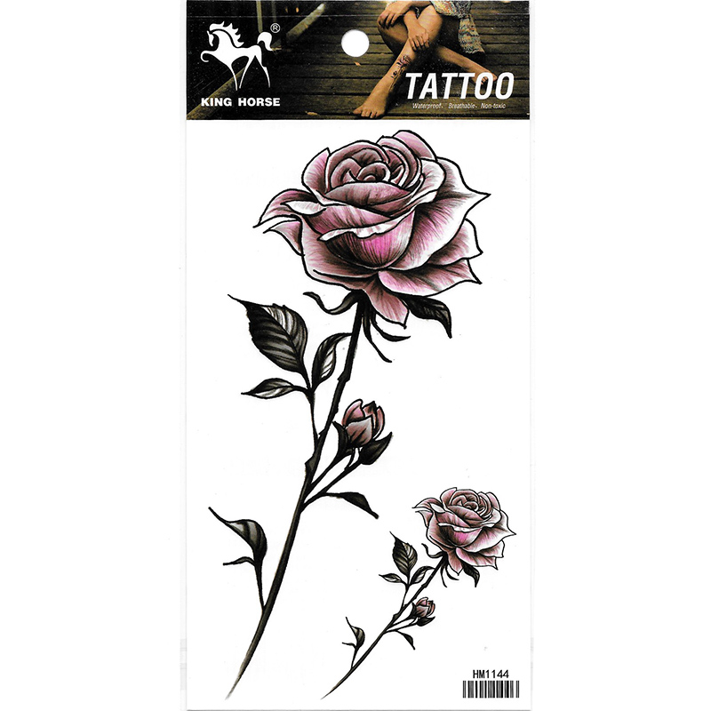 HM1144 big with small purple rose flower temporary tatttoo sticker