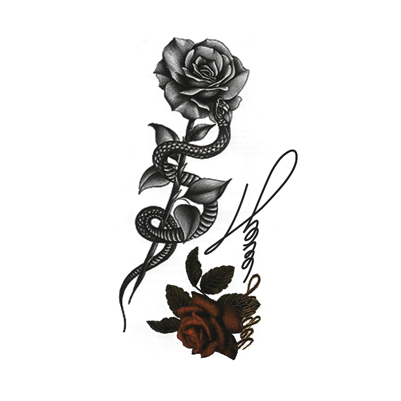 HM1579 tempoary rose snake tattoo sticker
