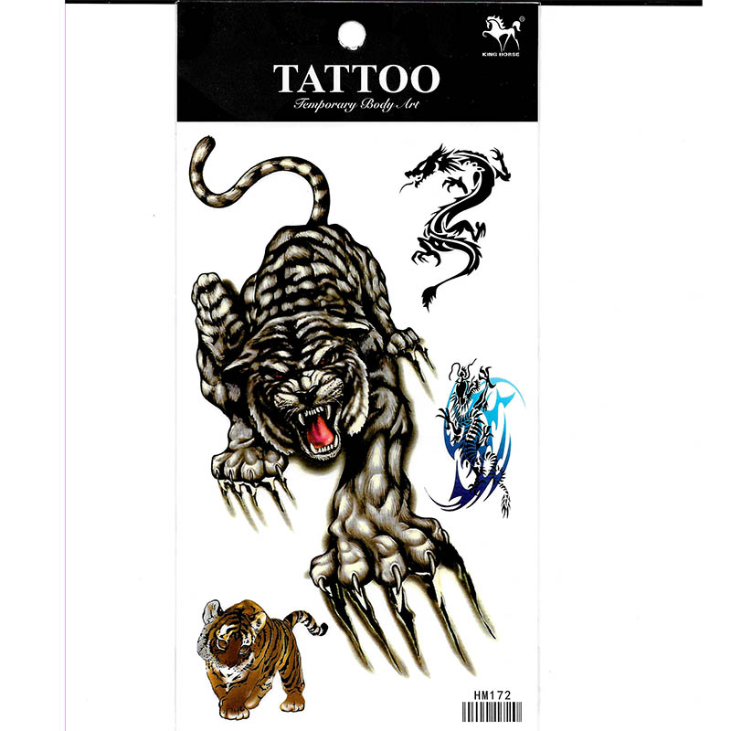 HM172 waterproof tiger temporary tattoo sticker for men