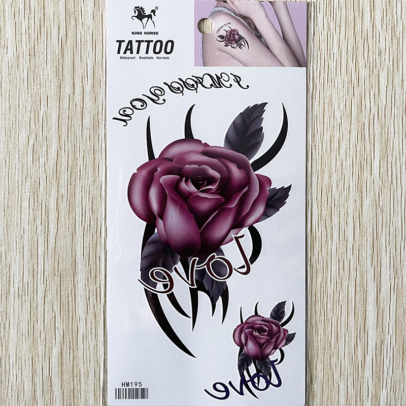 HM195 Beautiful sexy waterproof body art tattoo Love Rose flower tattoo sticker