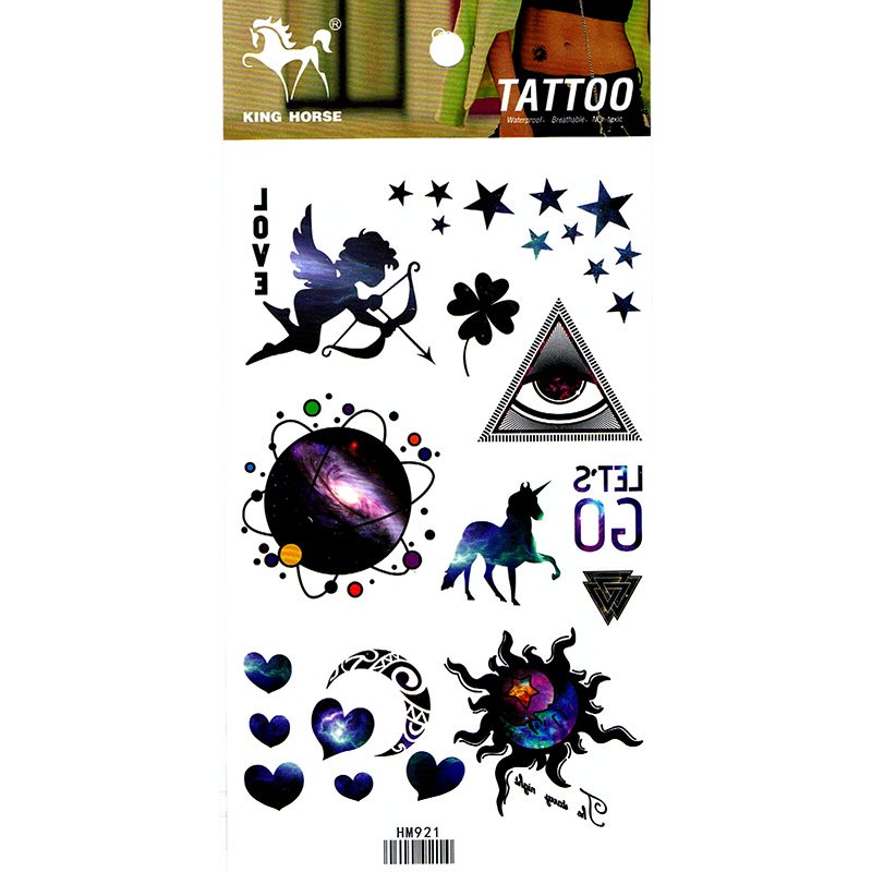 HM921 Boy angel mini five star earth sun mon horse temporary tattoo sticker