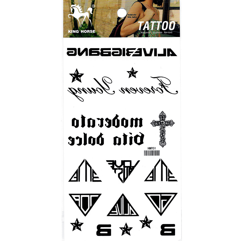 HM951 Waterproof temporary black body art tattoo sticker