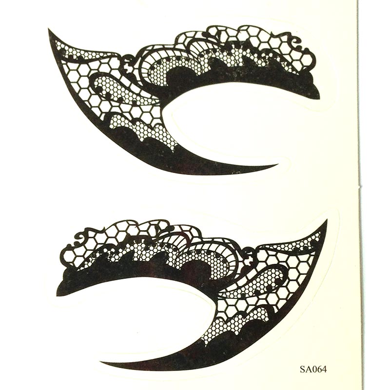 HSA064 Black color lace pattern temporary eye tattoo sticker