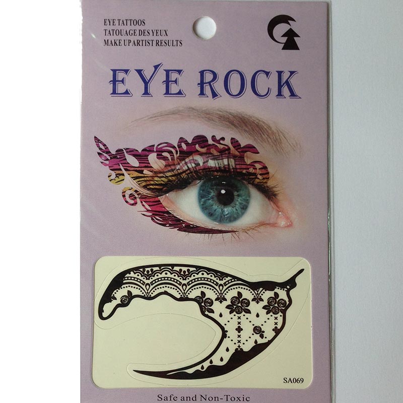 HSA069 Waterproof watertransfer print black color temporary eye tattoo sticker