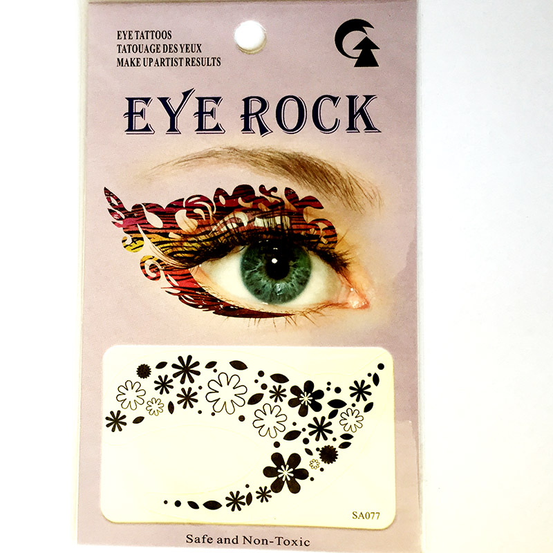 HSA077 small mini flower left and right black temporary eye tattoo sticker
