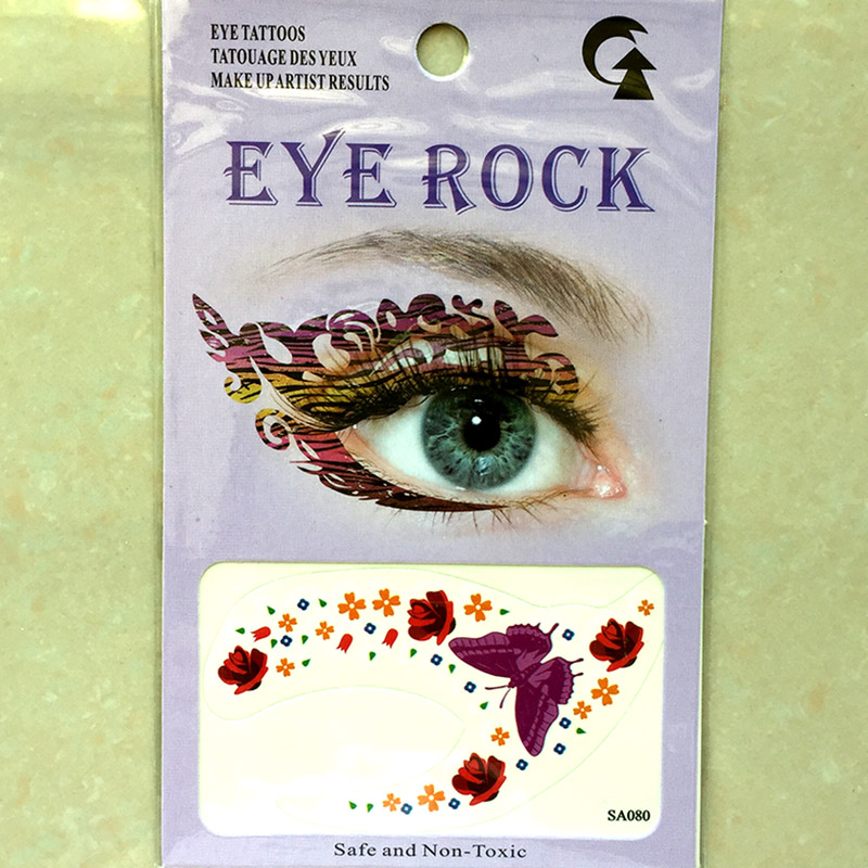 HSA080 Butterfly and flower left and right temporary eye tattoo sticker