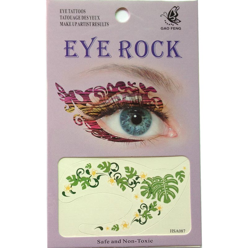 HSA087 green leaf yellow flower waterproof temporary eye tatttoo sticker