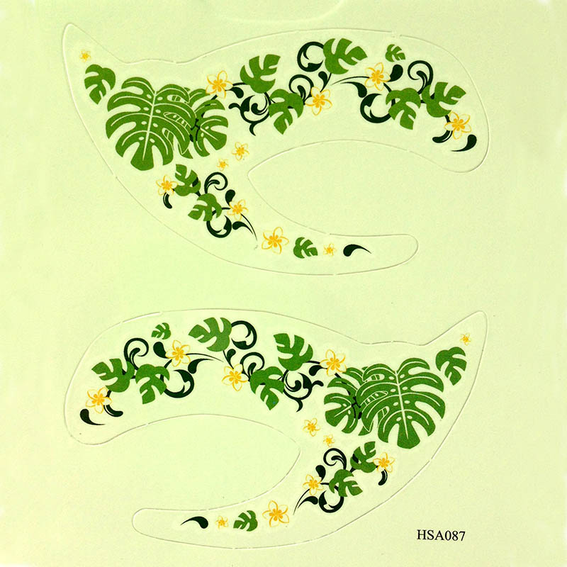 HSA087 green leaf yellow flower waterproof temporary eye tatttoo sticker
