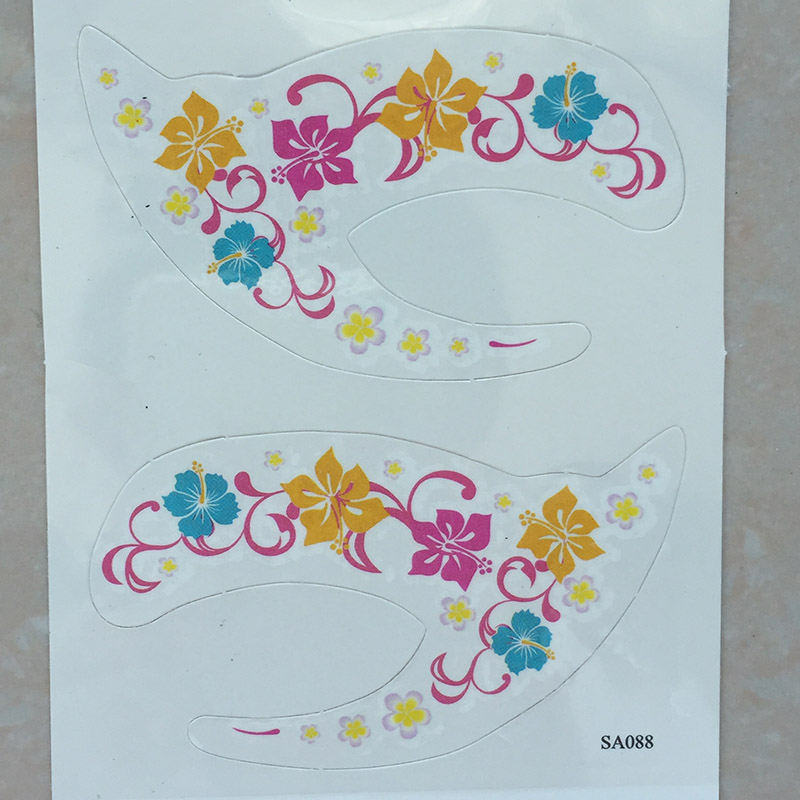 HSA088 Pink yellow blue flower temporary eye tatttoo sticker