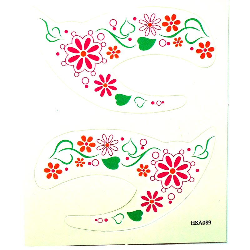 HSA089 green leaf red flower waterproof temporary eye tatttoo sticker