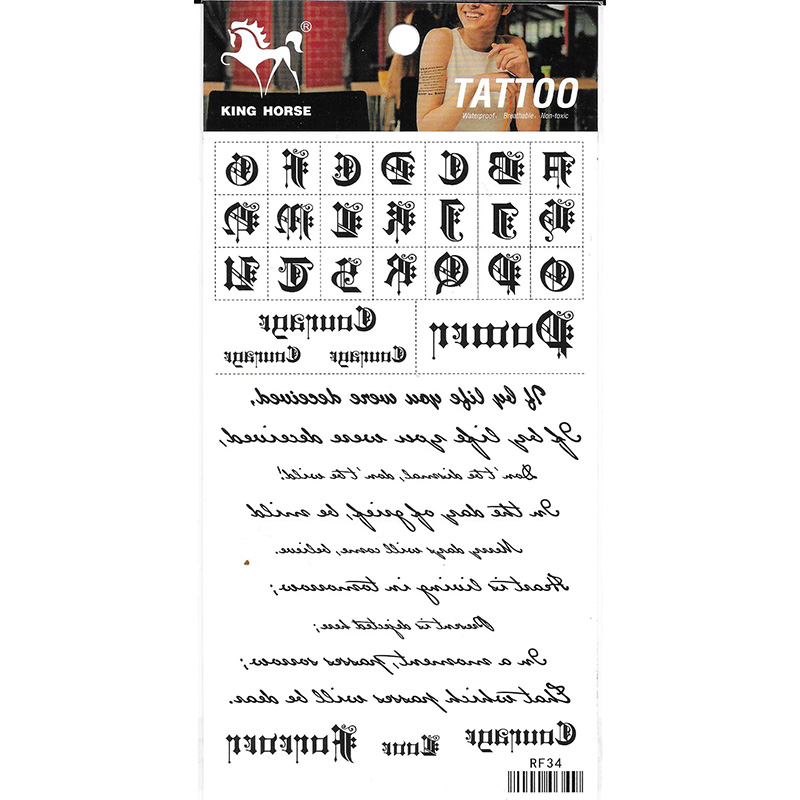 RF34 girl and boy like english text temporary tattoo sticker fake tattoo for body