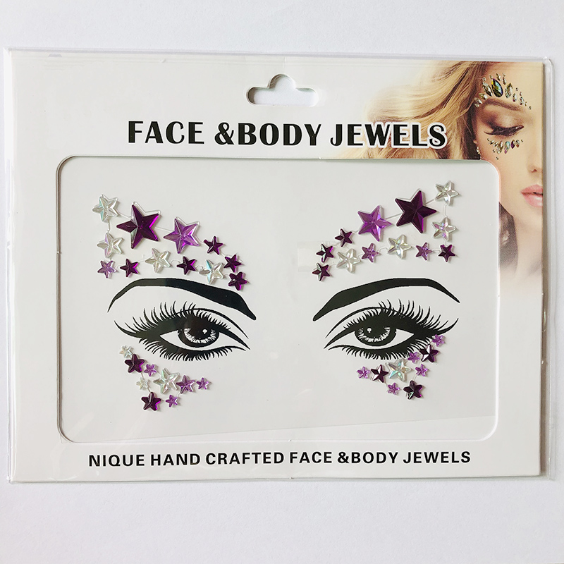 WNY-804-16 Temporary Tattoo Stickers Acrylic Crystal Glitter Stickers Waterproof Face Jewels