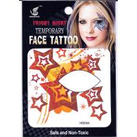 HSE35 8x8cm fright night temporary face tattoo dark red five-star single eye tattoo sticker