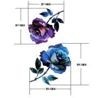 FH130Opaque watercolour painting's purple and blue rose temporary tattoo sticker for women