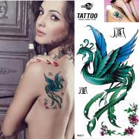HM217 Waterproof Tempoary Blue Phoenix Tattoo Sticker